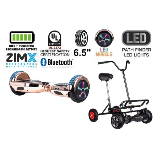 Rose Gold Chrome Bluetooth Hoverboard Segway with LED Wheels UL2272 Certified + HoverBike Black