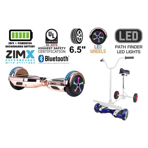 Rose Gold Chrome Bluetooth Hoverboard Segway with LED Wheels UL2272 Certified + HoverBike White