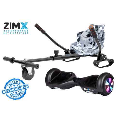 Refurbed ZIMX HB1 Hoverboard & HK4 Hoverkart Bundle / Combo - Black & Camo Grey