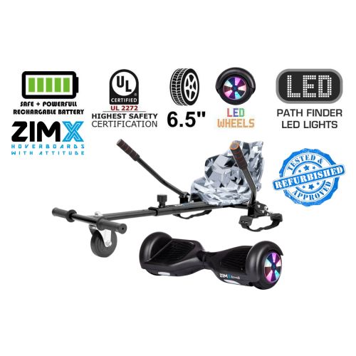 Refurbed ZIMX HB1 Hoverboard & HK4 Hoverkart Bundle / Combo - Black & Camo Grey