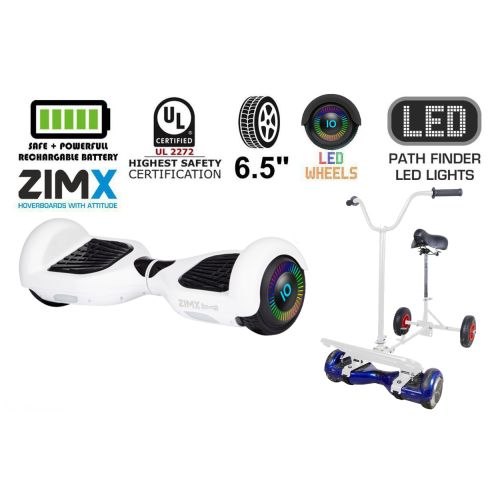 White Hoverboard Swegway Segway with LED Wheels UL2272 Certified + HoverBike White
