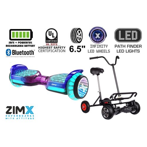 Magenta Blend G11 Hoverboard with Bluetooth and INFINITY LED Tyres & Wheels + LED Foot Pads UL2272 Certified + HoverBike Black