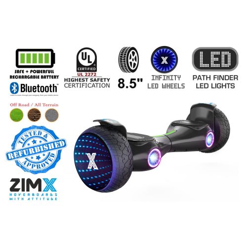 Refurbished - ZIMX G2 JET - BLACK All Terrain Hoverboard, 8.5 inch Off Road Bluetooth Hoverboard with Infinity LED Wheels