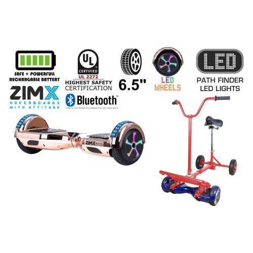 Rose Gold Chrome Bluetooth Hoverboard Segway with LED Wheels UL2272 Certified + Hoverbike Red