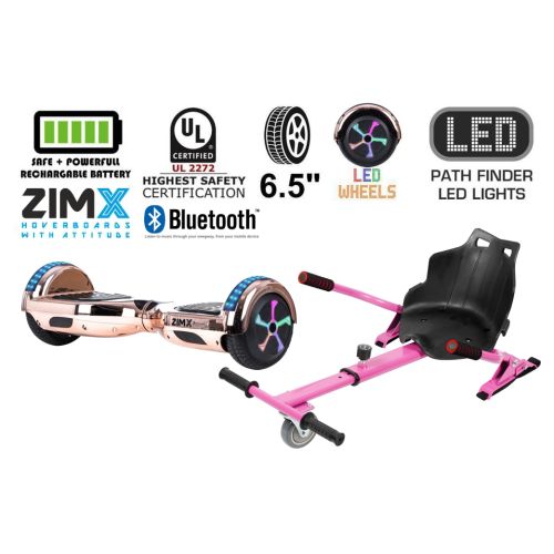 Rose Gold Chrome Bluetooth Hoverboard Segway with LED Wheels UL2272 Certified + HK4 Pink