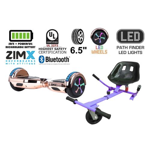 Rose Gold Chrome Bluetooth Hoverboard Segway with LED Wheels UL2272 Certified + HK5 Purple