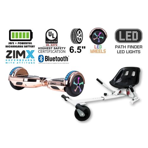 Rose Gold Chrome Bluetooth Hoverboard Segway with LED Wheels UL2272 Certified + HK5 White