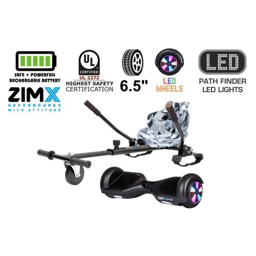 ZIMX HB1 Hoverboard & HK4 Hoverkart Bundle / Combo - Black & Camo Grey