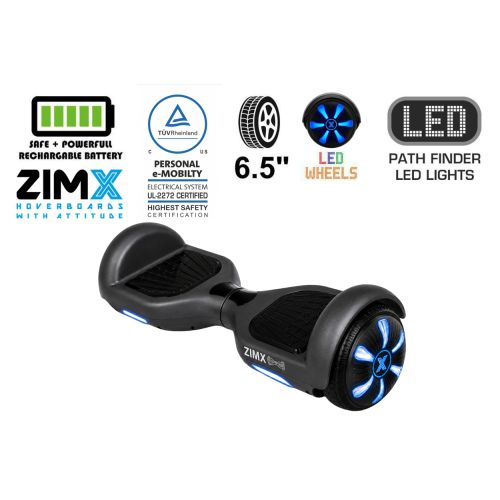 ZIMX HB1 Plus - Black Hoverboard Segway with LED Wheels UL2272 Certified