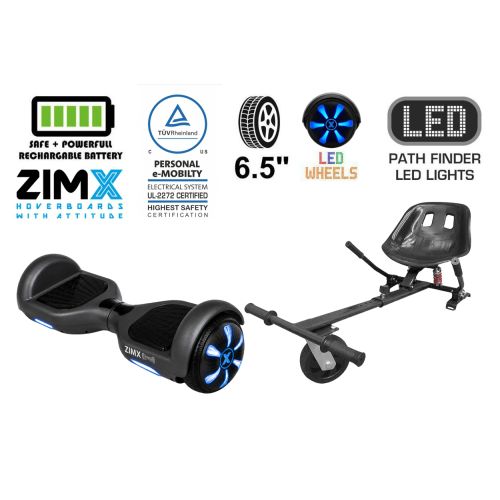 ZIMX HB1 Plus - Black Hoverboard Segway with LED Wheels UL2272 Certified + HK5 Black