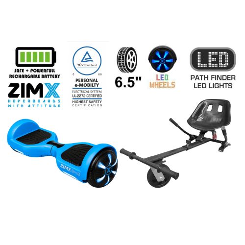 ZIMX HB1 Plus - Blue Hoverboard Segway with LED Wheels UL2272 Certified + HK5 Black