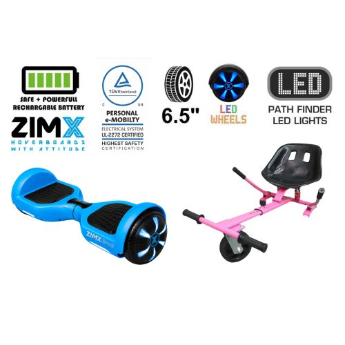 ZIMX HB1 Plus - Blue Hoverboard Segway with LED Wheels UL2272 Certified + HK5 Pink