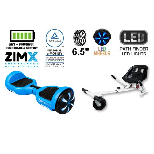 ZIMX HB1 Plus - Blue Hoverboard Segway with LED Wheels UL2272 Certified + HK5 White