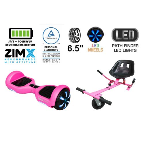 ZIMX HB1 Plus - Pink Hoverboard Segway with LED Wheels UL2272 Certified + HK5 Pink