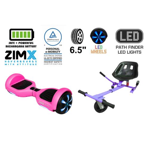 ZIMX HB1 Plus - Pink Hoverboard Segway with LED Wheels UL2272 Certified + HK5 Purple