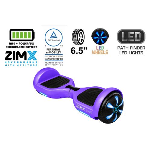 ZIMX HB1 Plus - Purple Hoverboard Segway with LED Wheels UL2272 Certified