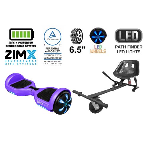 ZIMX HB1 Plus - Purple Hoverboard Segway with LED Wheels UL2272 Certified + HK5 Black