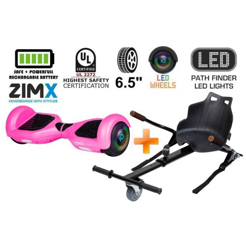 Pink Hoverboard Swegway Segway with LED Wheels UL2272 Certified + Hoverkart HK4 Black