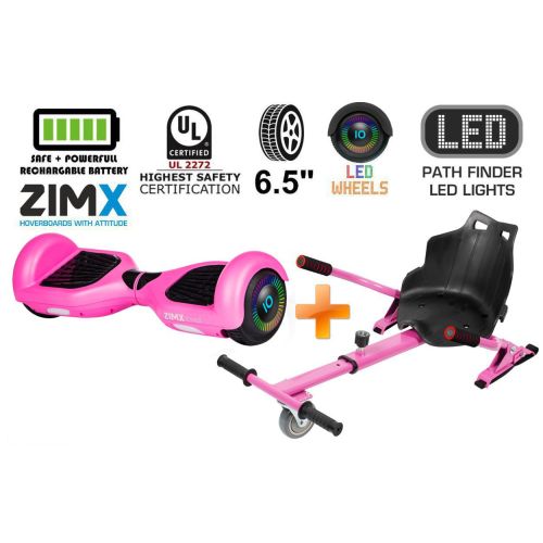 Pink Hoverboard Swegway Segway with LED Wheels UL2272 Certified + Pink Hoverkart HK4