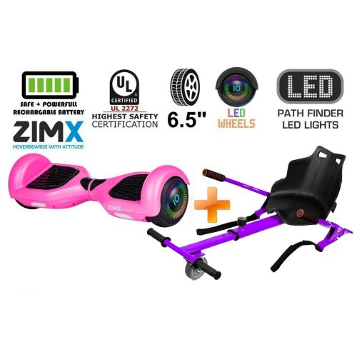 Pink Hoverboard Swegway Segway with LED Wheels UL2272 Certified + Purple Hoverkart HK4