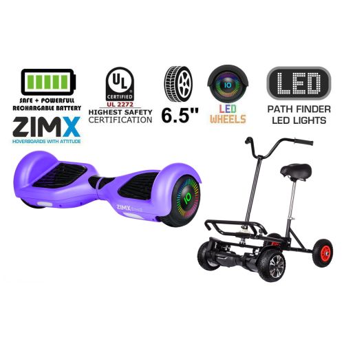 Purple Hoverboard Swegway Segway with LED Wheels UL2272 Certified + HoverBike Black