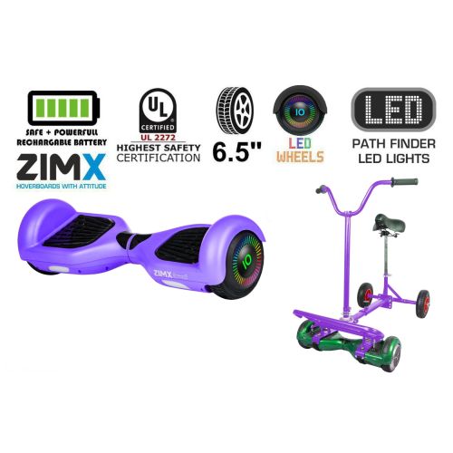 Purple Hoverboard Swegway Segway with LED Wheels UL2272 Certified + HoverBike Purple