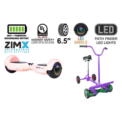Rose Gold Hoverboard Swegway Segway with LED Wheels UL2272 Certified + HoverBike Purple