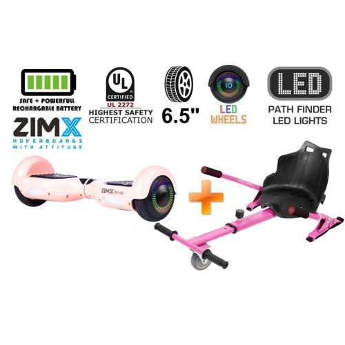Rose Gold Hoverboard Swegway Segway with LED Wheels UL2272 Certified + HK4 Hoverkart Pink