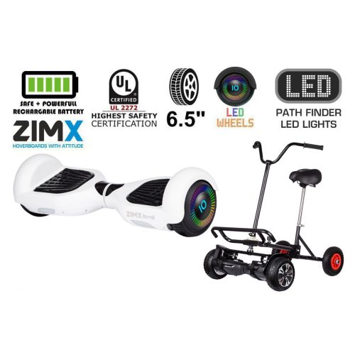White Hoverboard Swegway Segway with LED Wheels UL2272 Certified + HoverBike Black