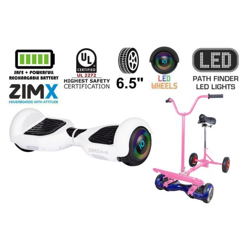 White Hoverboard Swegway Segway with LED Wheels UL2272 Certified + HoverBike Pink