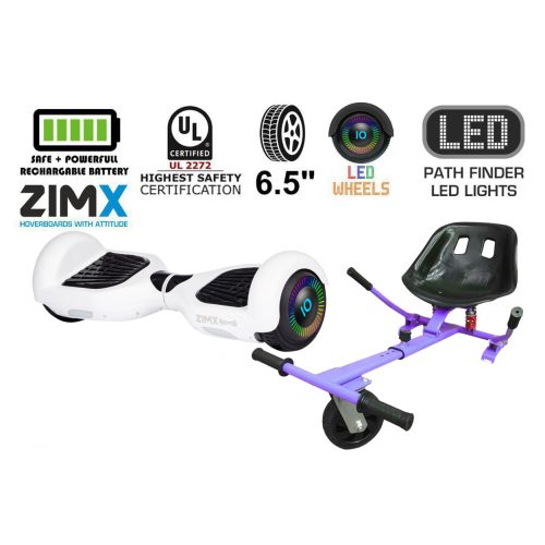White Hoverboard Swegway Segway with LED Wheels UL2272 Certified + HK5 Purple