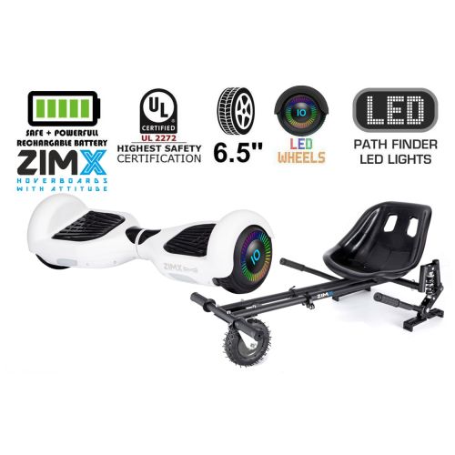 White HB2 Hoverboard Swegway Segway with LED Wheels UL2272 Certified + HK8 Hoverkart