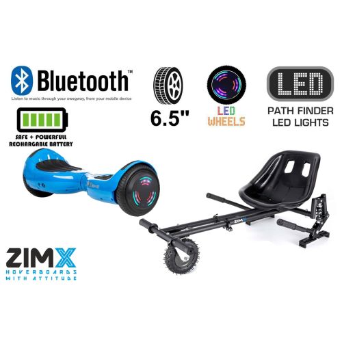 Blue HB4 Hoverboard Swegway with Bluetooth and LED Wheels UL2272 Certified + HK8 Hoverkart