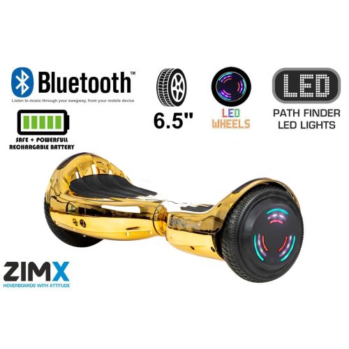 Gold Chrome Hoverboard Swegway Segway Bluetooth and LED Wheels UL2272 Certified