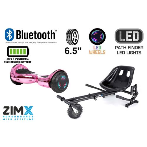 Pink Chrome HB4 Hoverboard Swegway with Bluetooth and LED Wheels UL2272 Certified + HK8 Hoverkart
