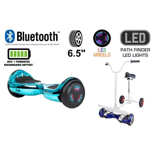 Blue / Turquoise Chrome Bluetooth Swegway Segway Hoverboard and BK2 Hoverbike White