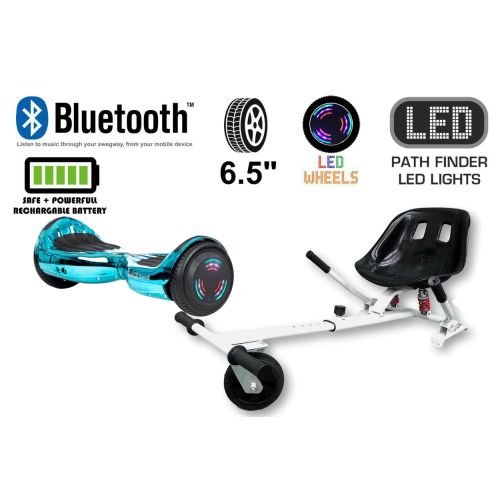 Blue / Turquoise Chrome Bluetooth Swegway Segway Hoverboard and HK5 White