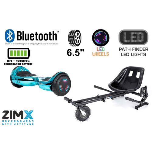 Blue / Turquoise Chrome HB4 Hoverboard Swegway with Bluetooth and LED Wheels UL2272 Certified + HK8 Hoverkart