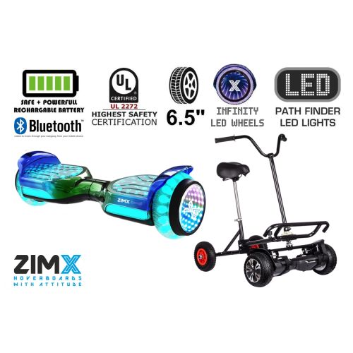 Green Blend G11 Hoverboard with Bluetooth and INFINITY LED Tyres & Wheels + LED Foot Pads UL2272 Certified + HoverBike Black