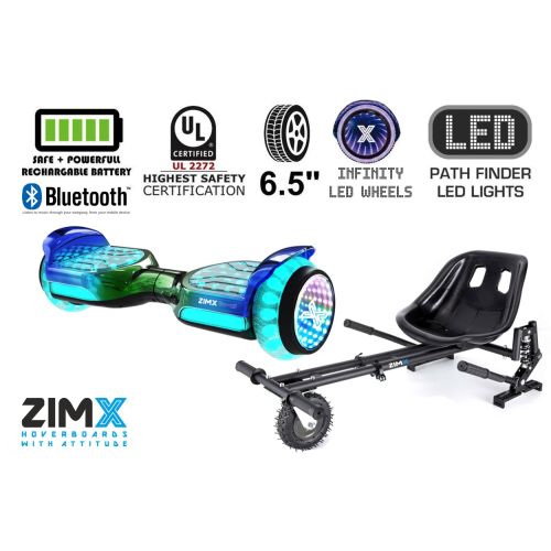 Green Blend G11 Hoverboard with Bluetooth and INFINITY LED Tyres & Wheels + LED Foot Pads UL2272 Certified + HK8 Hoverkart