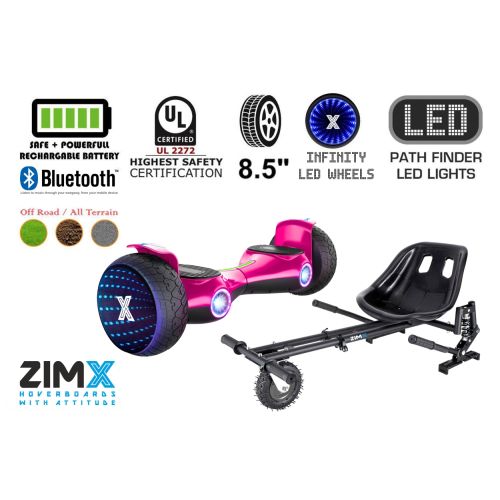 ZIMX G2 JET - PINK All Terrain Hoverboard, 8.5 inch Off Road Bluetooth Hoverboard with Infinity LED Wheels, UL2272 Certified + HK8